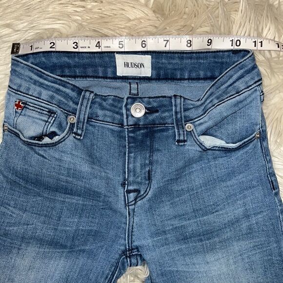 Hudson Jeans Skinny Denim Patch Jeans Girls sz 10 FLAW Stretch - Picture 6 of 8